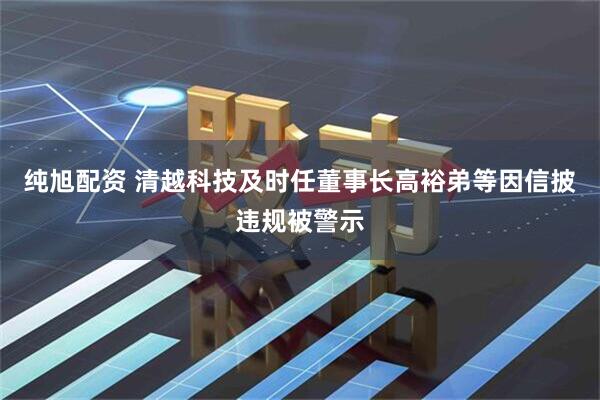 纯旭配资 清越科技及时任董事长高裕弟等因信披违规被警示